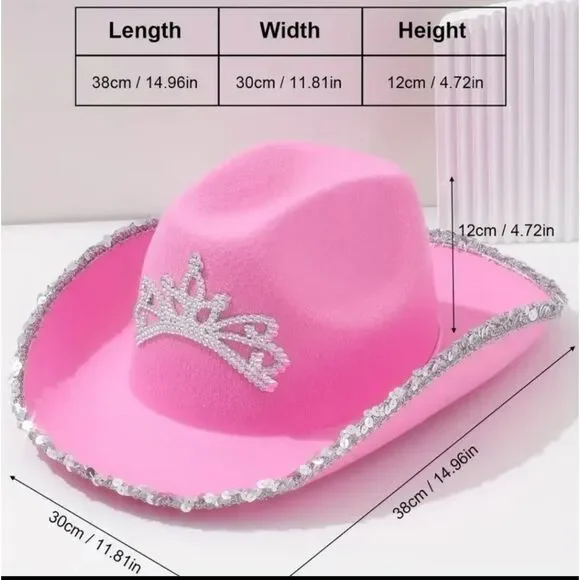 Western Pink Rhinestone Cowgirl Hat